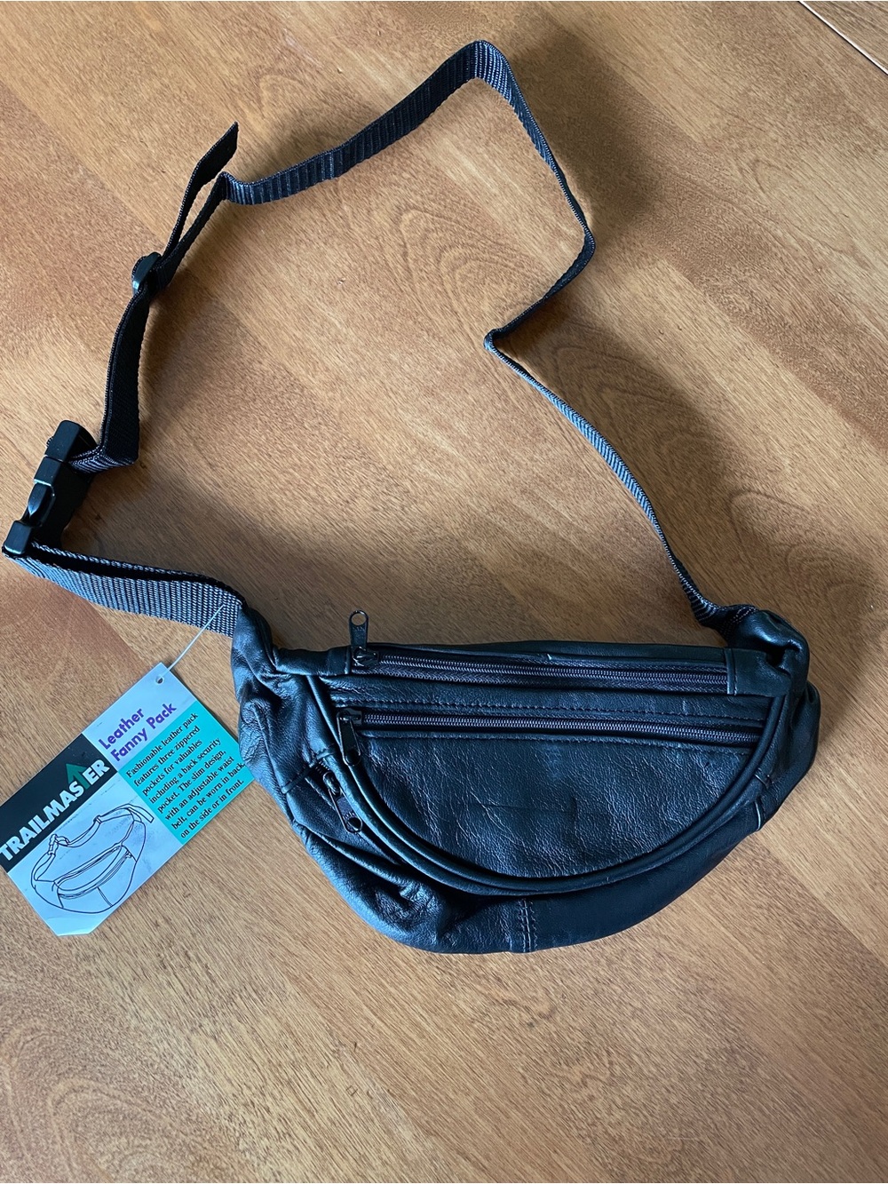 Black Leather Fanny Pack - Waist Bag - New with Tags